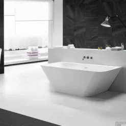 BWS Half Vrijstaand Bad Solid Surface Type3 179x84.5x57.5 Cm Mat Wit