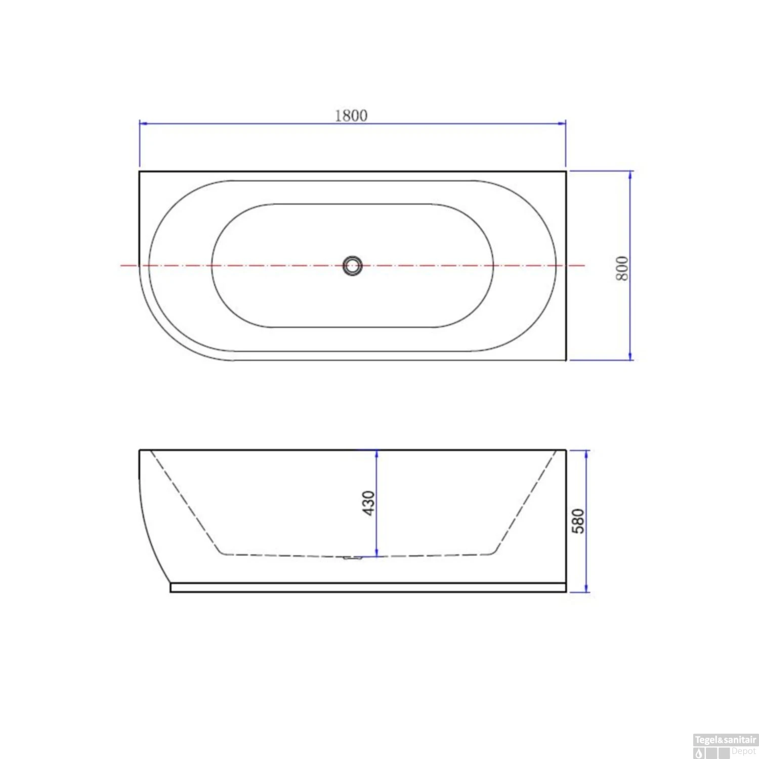 BWS Hoekbad Rechts | 180x80cm | Met Waste | Acryl Wit 3 BWS Hoekbad Rechts | 180x80cm | Met Waste | Acryl Wit - Afbeelding 3