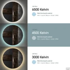 Spiegel Boss & Wessing Star Rond Met LED 60 Cm Mat Zwart -Zalig Baden Verkoopwinkel bws spiegels led kleur 60 mat zwart