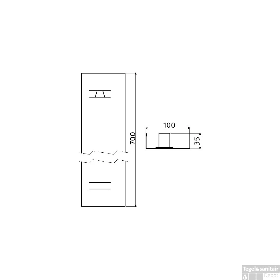 Clou Hold Me Set A 2 Kantlijsten Voor Verdikte Spiegelbevestiging RVS Gepolijst 70cm - Afbeelding 3