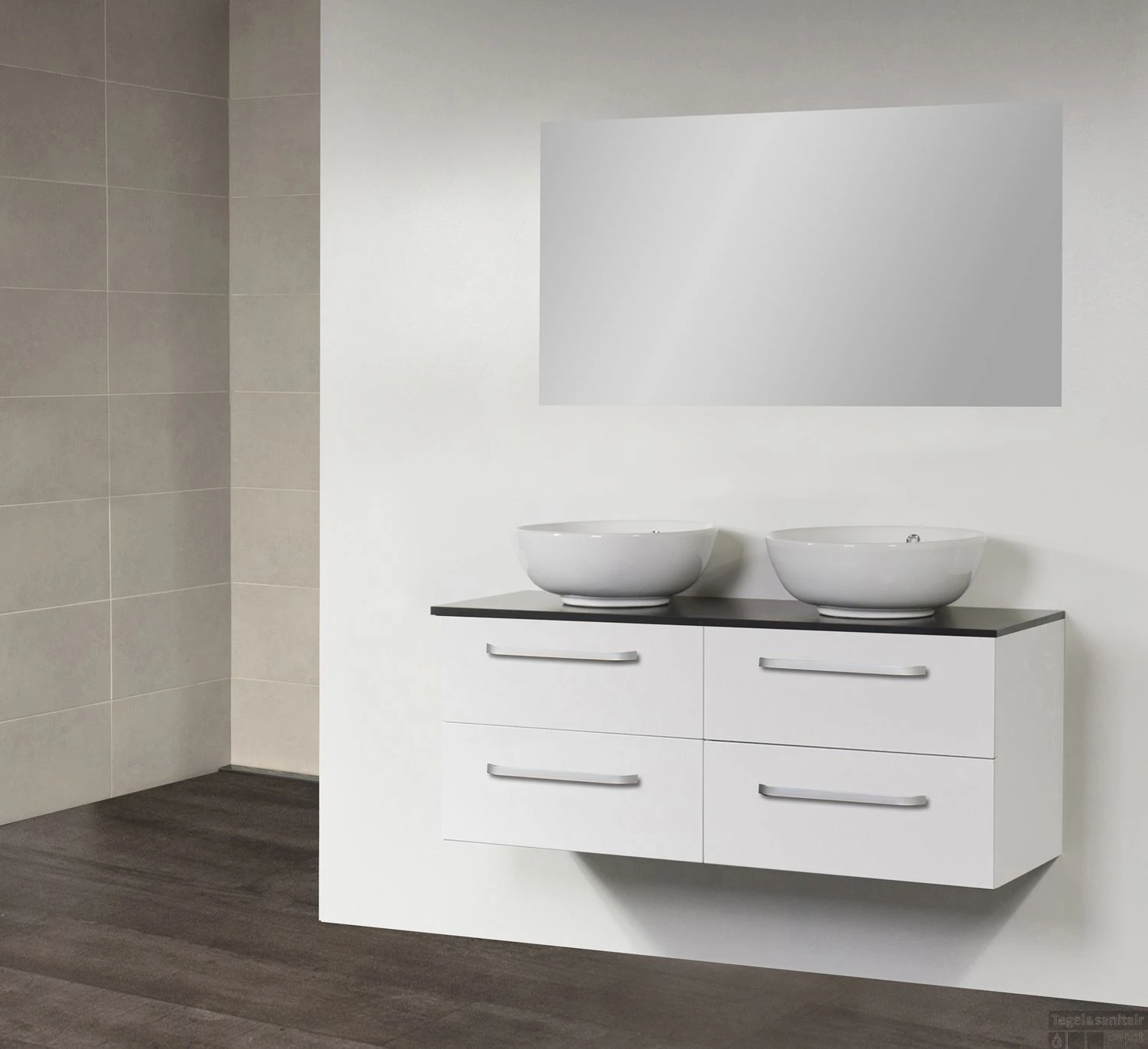 Badkamermeubel Exclusive Corestone Top Plate (4 Lades, 2 Waskommen) 120 Cm Wit 1 Badkamermeubel Exclusive Corestone Top Plate (4 Lades, 2 Waskommen) 120 Cm Wit