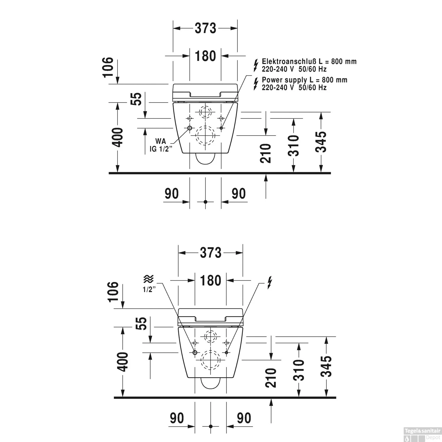 Duravit Douche WC SensoWash Slim ME By Starck Met Closetzitting 37.3x57x10.6 Cm Keramiek En Duroplast Wit - Afbeelding 5