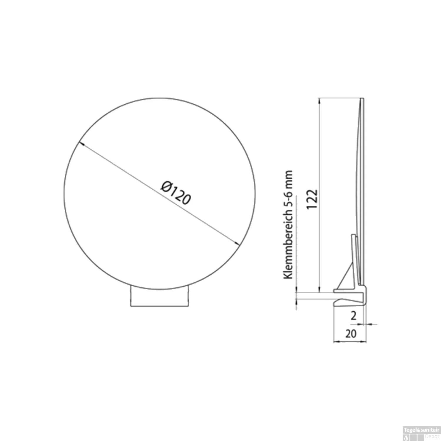 Scheerspiegel Emco Rond Met Klem Ø12cm Glasdikte 5-6mm Chroom 2 Scheerspiegel Emco Rond Met Klem Ø12cm Glasdikte 5-6mm Chroom - Afbeelding 2