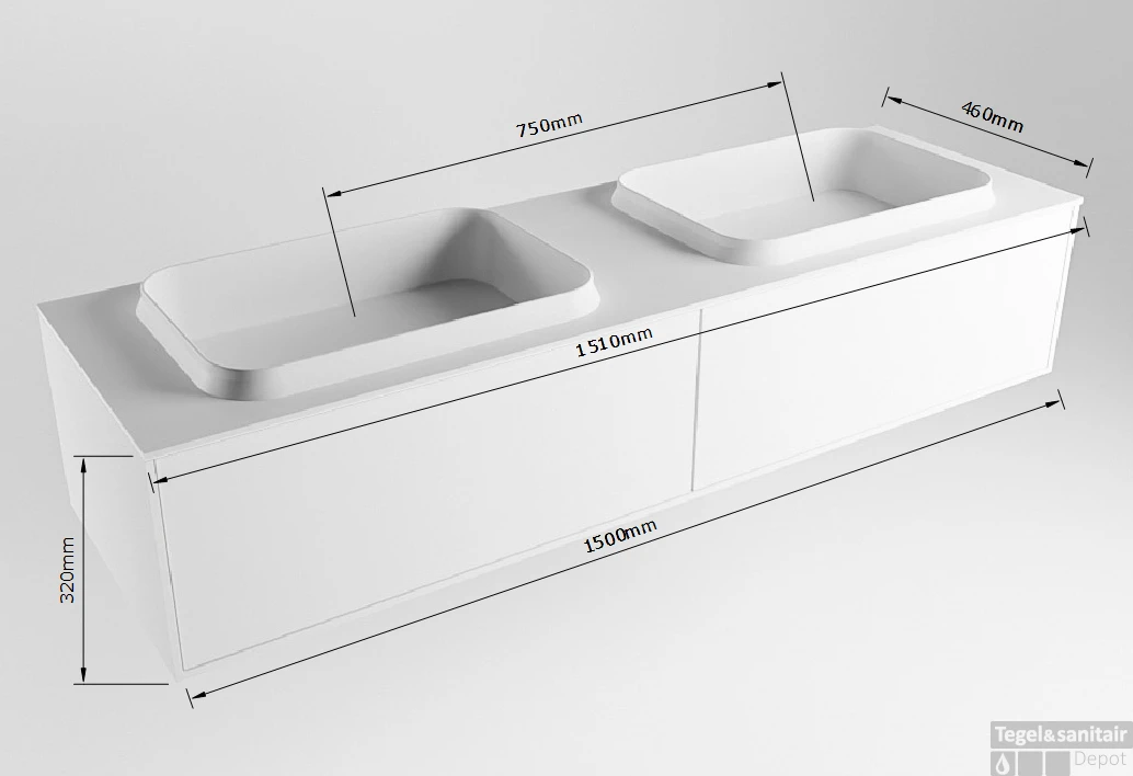 Badkamermeubelset Mondiaz Erin 150 Cm Met 2 Lades Met RIDGE Wastafel Dubbel Dark Grey Zonder Kraangaten Greeploos Mat Urban 7 Badkamermeubelset Mondiaz Erin 150 Cm Met 2 Lades Met RIDGE Wastafel Dubbel Dark Grey Zonder Kraangaten Greeploos Mat Urban - Afbeelding 7