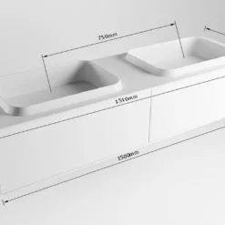 Badkamermeubelset Mondiaz Erin 150 Cm Met 2 Lades Met RIDGE Wastafel Dubbel Talc Met 2 Kraangaten Greeploos Mat Ocher -Zalig Baden Verkoopwinkel erin 150cm double 2 drawers 11313763177821