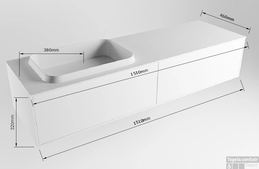 Badkamermeubelset Mondiaz Erin 150 Cm Met 2 Lades Met RIDGE Wastafel Links Dark Grey Zonder Kraangaten Greeploos Mat Rosee 6 Badkamermeubelset Mondiaz Erin 150 Cm Met 2 Lades Met RIDGE Wastafel Links Dark Grey Zonder Kraangaten Greeploos Mat Rosee - Afbeelding 6