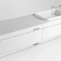 Badkamermeubelset Mondiaz Erin 150 Cm Met 2 Lades Met RIDGE Wastafel Rechts Linen Zonder Kraangaten Greeploos Mat Underlayment -Zalig Baden Verkoopwinkel erin 150cm right 2 drawers 11313763178026