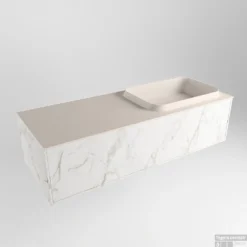 Badkamermeubelset Mondiaz Erin 120 Cm Met 1 Lade Met RIDGE Wastafel Rechts Linen Met 1 Kraangat Greeploos Mat Carrara -Zalig Baden Verkoopwinkel erin carrara ridge linen google 1 0011