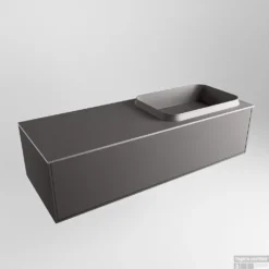 Badkamermeubelset Mondiaz Erin 120 Cm Met 1 Lade Met RIDGE Wastafel Rechts Dark Grey Zonder Kraangaten Greeploos Mat Dark Grey -Zalig Baden Verkoopwinkel erin dark grey ridge dark grey google 1 0008