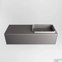 Badkamermeubelset Mondiaz Erin 120 Cm Met 1 Lade Met RIDGE Wastafel Rechts Dark Grey Zonder Kraangaten Greeploos Mat Dark Grey -Zalig Baden Verkoopwinkel erin dark grey ridge dark grey google 3 0008