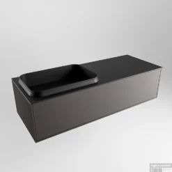 Badkamermeubelset Mondiaz Erin 120 Cm Met 1 Lade Met RIDGE Wastafel Links Urban Zonder Kraangaten Greeploos Mat Dark Grey -Zalig Baden Verkoopwinkel erin dark grey ridge urban google 1 0007