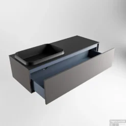 Badkamermeubelset Mondiaz Erin 120 Cm Met 1 Lade Met RIDGE Wastafel Links Urban Zonder Kraangaten Greeploos Mat Dark Grey -Zalig Baden Verkoopwinkel erin dark grey ridge urban google 5 0007
