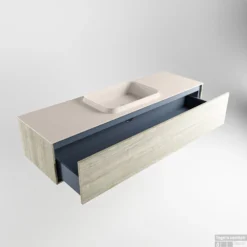 Badkamermeubelset Mondiaz Erin 150 Cm Met 1 Lade Met RIDGE Wastafel Midden Linen Met 1 Kraangat Greeploos Mat Light Brown Grey -Zalig Baden Verkoopwinkel erin light brown grey ridge linen google 5 0016