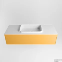 Badkamermeubelset Mondiaz Erin 120 Cm Met 1 Lade Met RIDGE Wastafel Midden Talc Zonder Kraangaten Greeploos Mat Ocher -Zalig Baden Verkoopwinkel erin ocher ridge talc google 3 0006