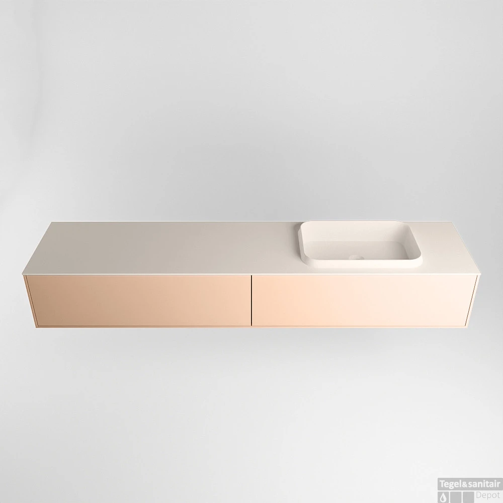 Badkamermeubelset Mondiaz Erin 200 Cm Met 2 Lades Met RIDGE Wastafel Rechts Linen Met 1 Kraangat Greeploos Mat Rosee 5 Badkamermeubelset Mondiaz Erin 200 Cm Met 2 Lades Met RIDGE Wastafel Rechts Linen Met 1 Kraangat Greeploos Mat Rosee - Afbeelding 5