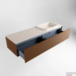 Badkamermeubelset Mondiaz Erin 150 Cm Met 2 Lades Met RIDGE Wastafel Rechts Linen Zonder Kraangaten Greeploos Mat Rust -Zalig Baden Verkoopwinkel erin rust ridge linen google 5 0023