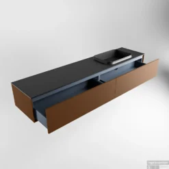 Badkamermeubelset Mondiaz Erin 200 Cm Met 2 Lades Met RIDGE Wastafel Rechts Urban Zonder Kraangaten Greeploos Mat Rust -Zalig Baden Verkoopwinkel erin rust ridge urban google 5 0029