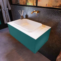 Badkamermeubelset Mondiaz Erin 80 Cm Met 1 Lade Met RIDGE Wastafel Midden Talc Zonder Kraangaten Greeploos Mat Smag -Zalig Baden Verkoopwinkel erin smag ridge talc top 0002