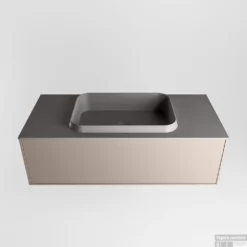 Badkamermeubelset Mondiaz Erin 100 Cm Met 1 Lade Met RIDGE Wastafel Midden Dark Grey Zonder Kraangaten Greeploos Mat Smoke -Zalig Baden Verkoopwinkel erin smoke ridge dark grey google 3 0004