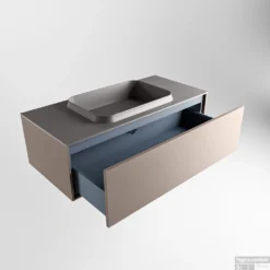 Badkamermeubelset Mondiaz Erin 100 Cm Met 1 Lade Met RIDGE Wastafel Midden Dark Grey Zonder Kraangaten Greeploos Mat Smoke -Zalig Baden Verkoopwinkel erin smoke ridge dark grey google 5 0004