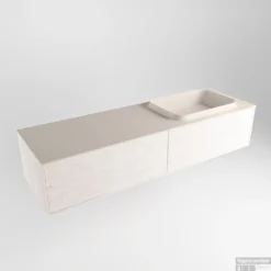 Badkamermeubelset Mondiaz Erin 150 Cm Met 2 Lades Met RIDGE Wastafel Rechts Linen Zonder Kraangaten Greeploos Mat Underlayment -Zalig Baden Verkoopwinkel erin underlayment ridge linen google 1 0023