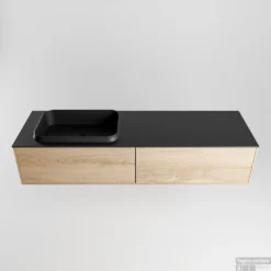 Badkamermeubelset Mondiaz Erin 150 Cm Met 2 Lades Met RIDGE Wastafel Links Urban Met 1 Kraangat Greeploos Mat Washed Oak -Zalig Baden Verkoopwinkel erin washed oak ridge urban google 3 0025