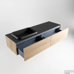 Badkamermeubelset Mondiaz Erin 150 Cm Met 2 Lades Met RIDGE Wastafel Links Urban Met 1 Kraangat Greeploos Mat Washed Oak -Zalig Baden Verkoopwinkel erin washed oak ridge urban google 5 0025