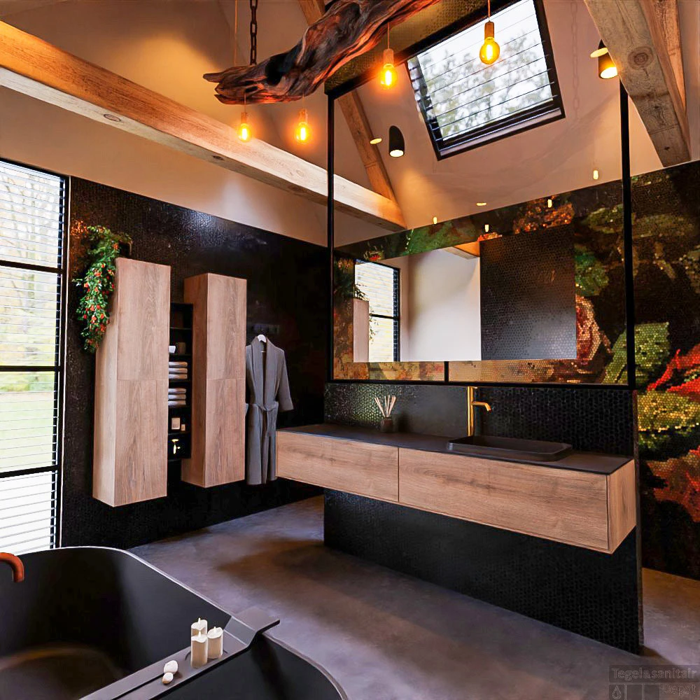 Badkamermeubelset Mondiaz Erin 200 Cm Met 2 Lades Met RIDGE Wastafel Rechts Urban Met 1 Kraangat Greeploos Mat Washed Oak 2 Badkamermeubelset Mondiaz Erin 200 Cm Met 2 Lades Met RIDGE Wastafel Rechts Urban Met 1 Kraangat Greeploos Mat Washed Oak - Afbeelding 2