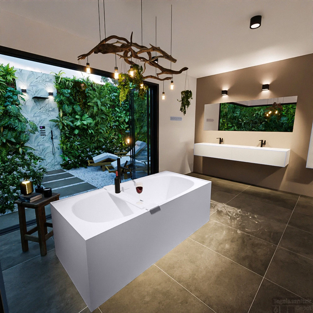 FREEZE Vrijstaand Bad 180x85cm Kleur Cale / Cale 2 FREEZE Vrijstaand Bad 180x85cm Kleur Cale / Cale - Afbeelding 2