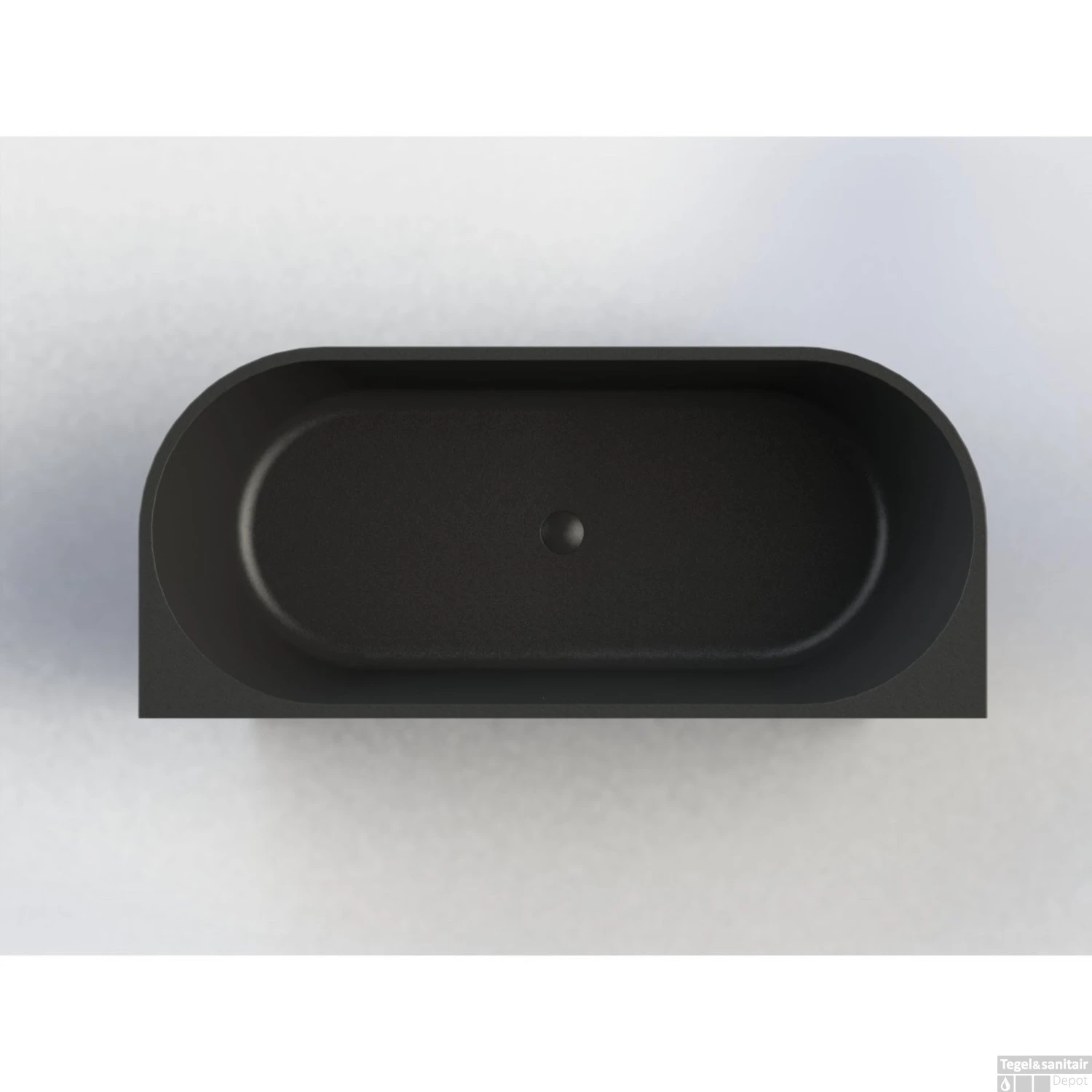 Half Vrijstaand Bad Arcqua Pinto Back To Wall 180x80x57 Cm Mat Zwart - Afbeelding 2