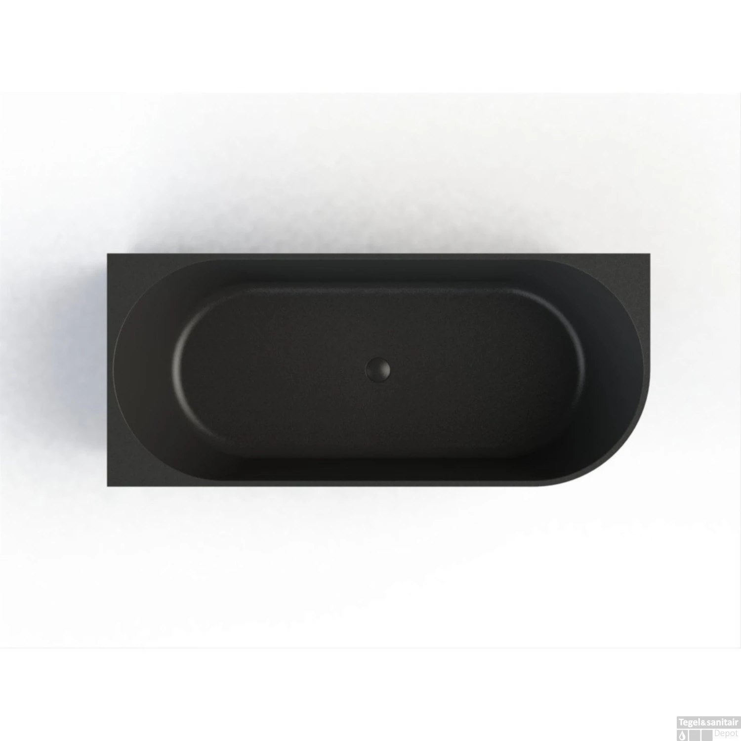 Half Vrijstaand Hoekbad Arcqua Pinto Back To Wall 170x73x57 Cm Mat Zwart Links