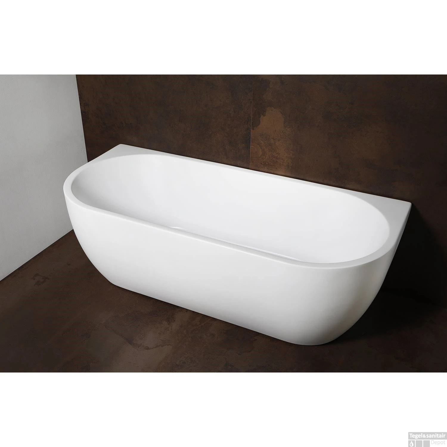 Half Vrijstaand Bad Luca Sanitair Primo 180x80x58cm Acryl Met Overloop Mat Wit - Afbeelding 3