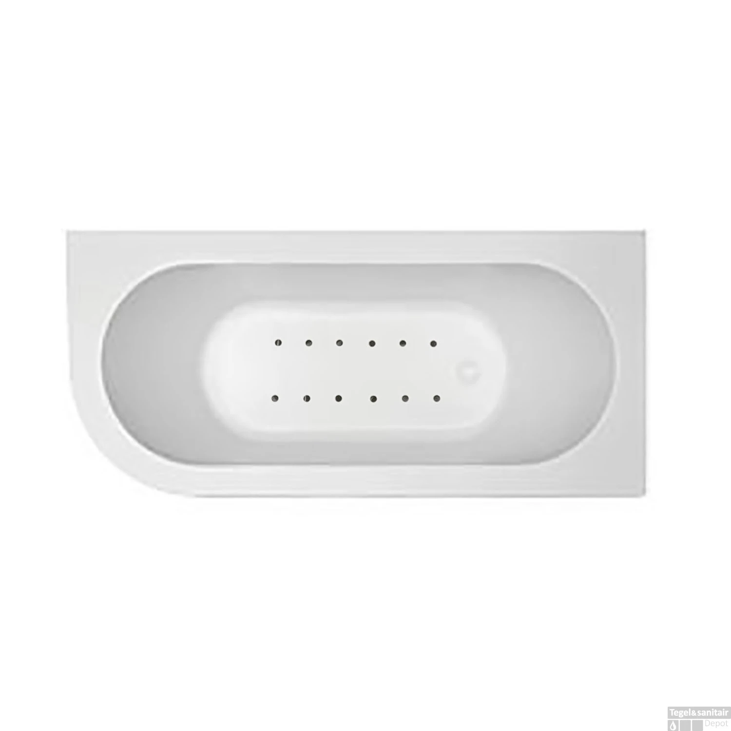 Hoekbad Whirlpool Wiesbaden Corner 180x80x58 Cm Luchtsysteem Met Gunmetal Jets En Waste Rechts Wit 2 Hoekbad Whirlpool Wiesbaden Corner 180x80x58 Cm Luchtsysteem Met Gunmetal Jets En Waste Rechts Wit - Afbeelding 2