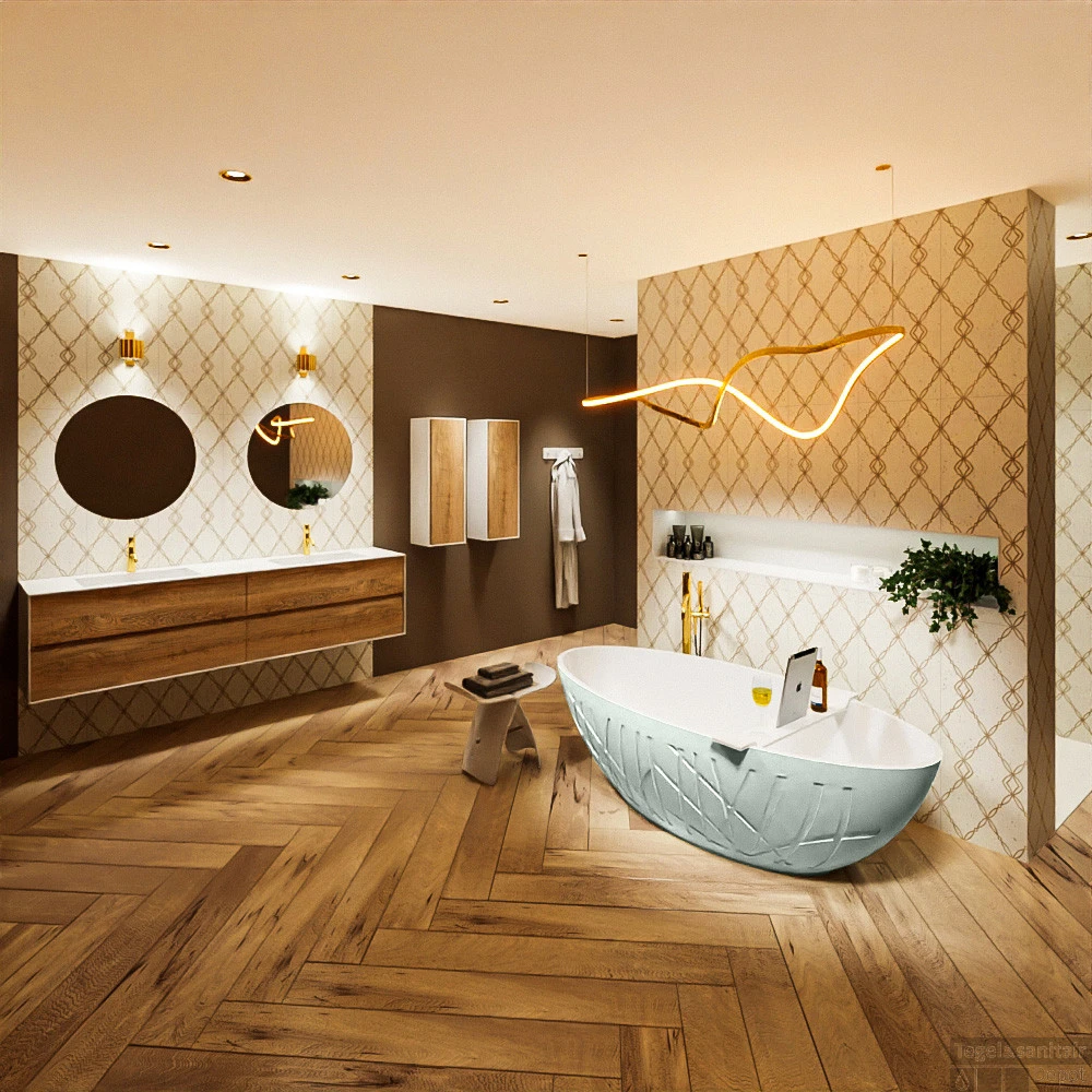 HOLM Vrijstaand Bad 180x85cm Kleur Greey / Talc 2 HOLM Vrijstaand Bad 180x85cm Kleur Greey / Talc - Afbeelding 2