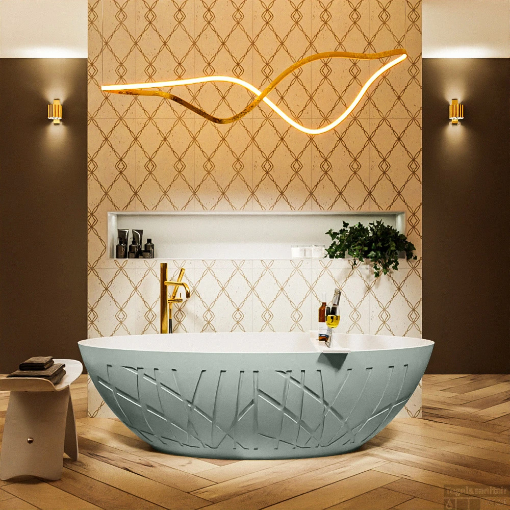 HOLM Vrijstaand Bad 180x85cm Kleur Greey / Talc 3 HOLM Vrijstaand Bad 180x85cm Kleur Greey / Talc - Afbeelding 3