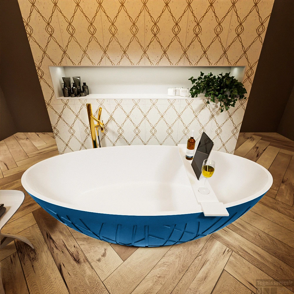 HOLM Vrijstaand Bad 180x85cm Kleur Jeans / Talc 4 HOLM Vrijstaand Bad 180x85cm Kleur Jeans / Talc - Afbeelding 4