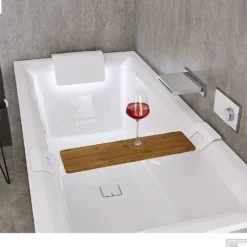 Ligbad Riho Still Square Met LED En Hoofdsteun 170x75 Cm Acryl Wit (Rechts) -Zalig Baden Verkoopwinkel hoofdstein sfeer 1 2