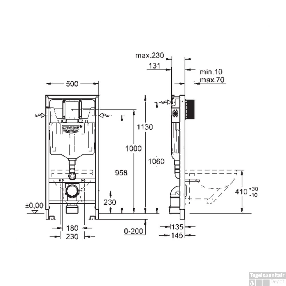 Inbouwreservoir Grohe Rapid SL WC Element Met Wand Bevestigingsset 2 Inbouwreservoir Grohe Rapid SL WC Element Met Wand Bevestigingsset - Afbeelding 2