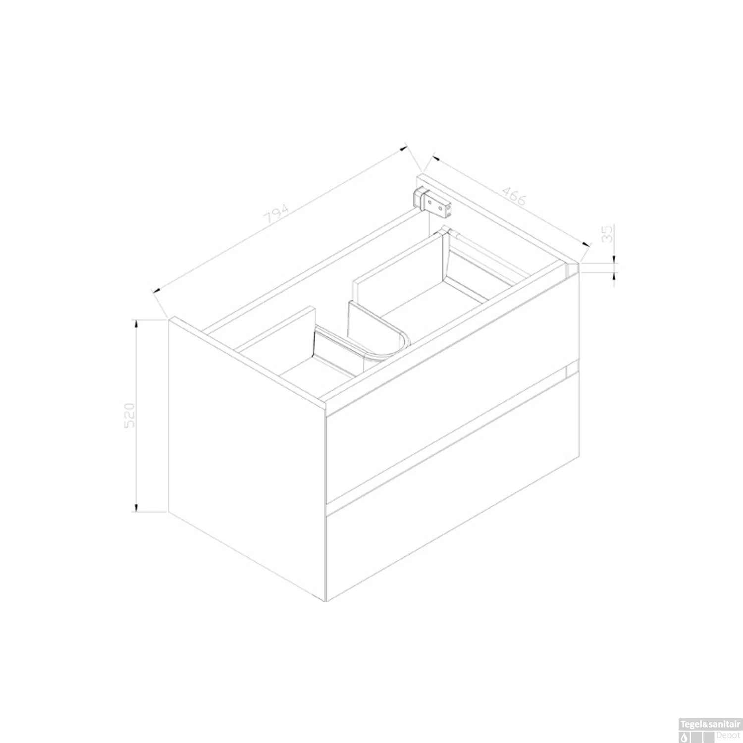 Onderkast Sanilux Infinity 80x47x50 Cm Hoogglans Wit (exclusief Wastafel) 2 Onderkast Sanilux Infinity 80x47x50 Cm Hoogglans Wit (exclusief Wastafel) - Afbeelding 2