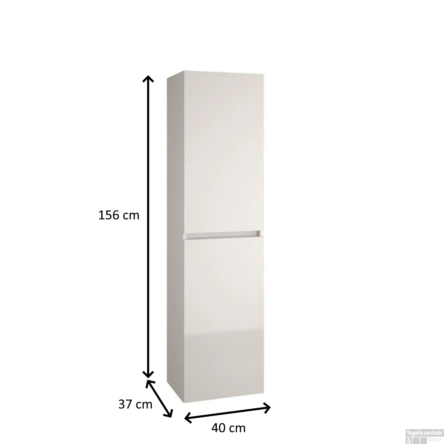 Kolomkast Allibert Alma 40x156x37 Cm Soft-Close Deuren Glanzend Wit 2 Kolomkast Allibert Alma 40x156x37 Cm Soft-Close Deuren Glanzend Wit - Afbeelding 2