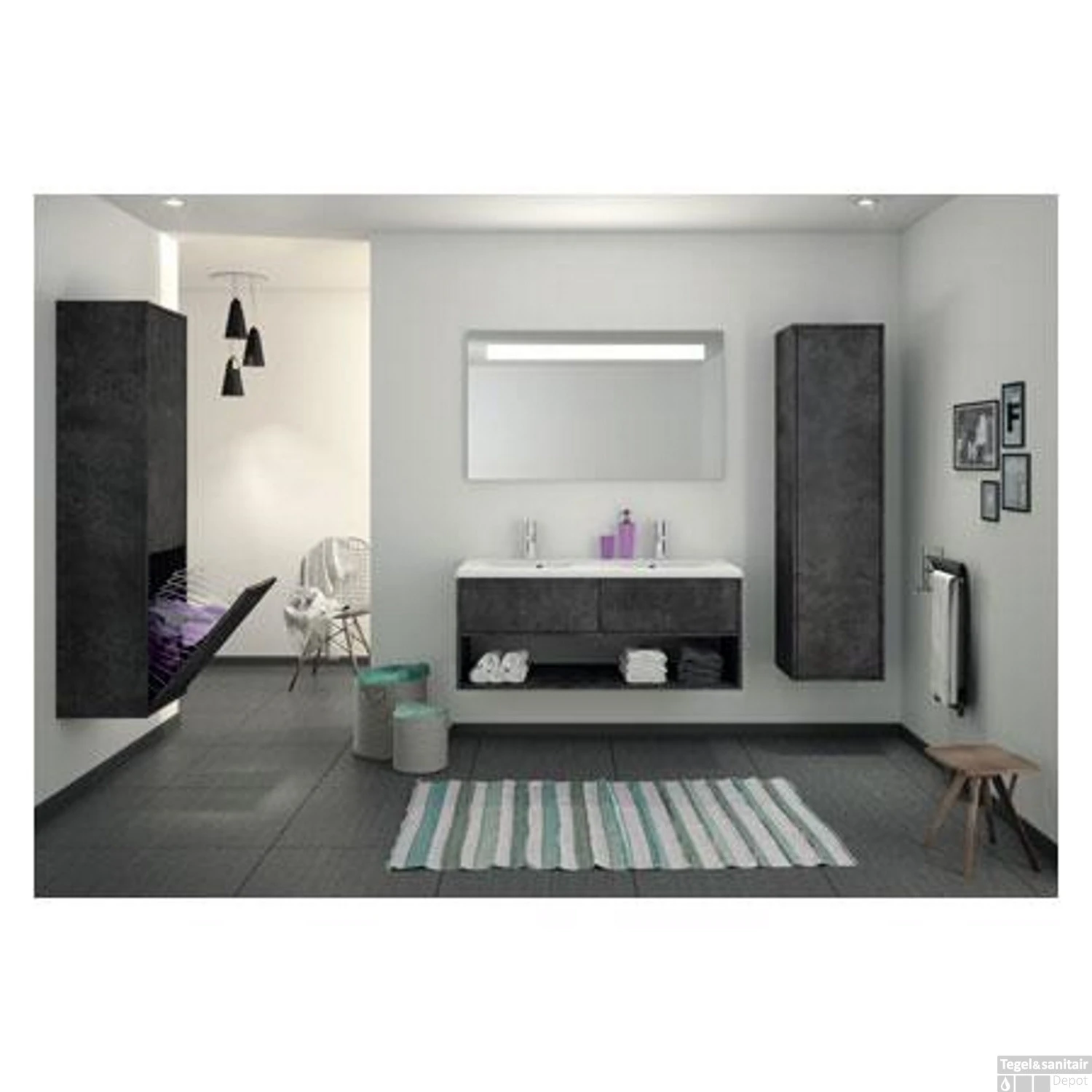 Kolomkast Allibert Marny Met Linnenkorf 40x156x35 Cm Donker Beton 2 Kolomkast Allibert Marny Met Linnenkorf 40x156x35 Cm Donker Beton - Afbeelding 2