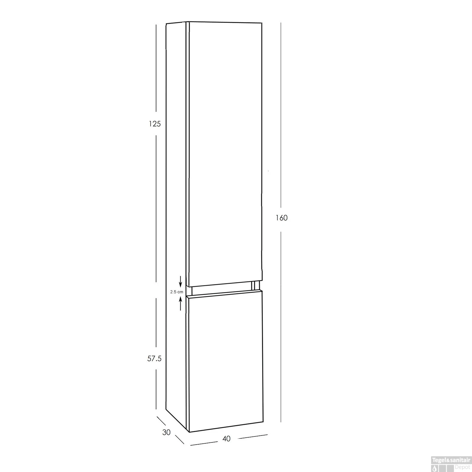Kolomkast Boss & Wessing Badmeubel 160x40x35 Cm Nato 2 Kolomkast Boss & Wessing Badmeubel 160x40x35 Cm Nato - Afbeelding 2