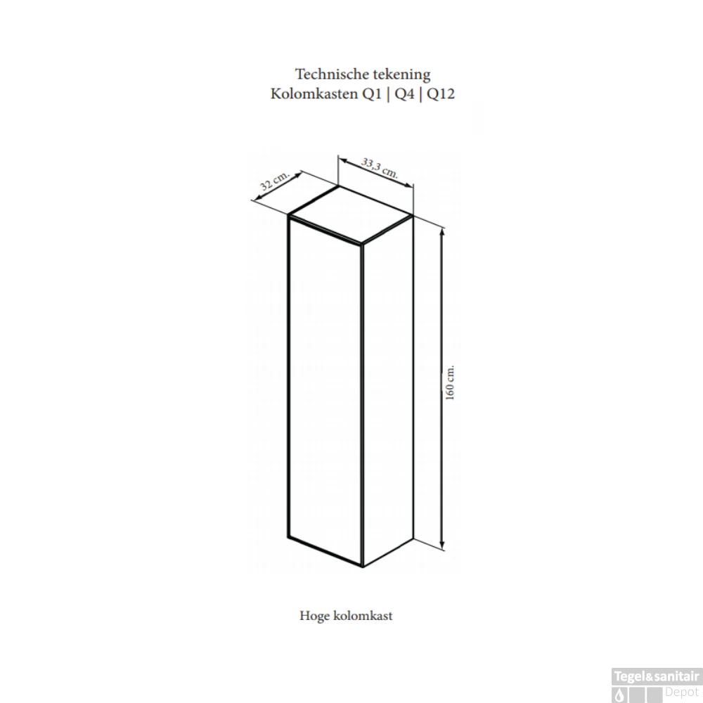 Kolomkast Sanicare Q2/Q3/Q8 Soft-Close Deur 160x33,5x32 Cm Antraciet - Afbeelding 3