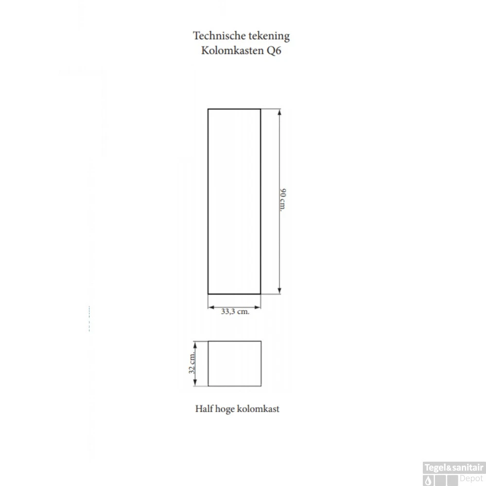Kolomkast Sanicare Q6/Q14/Q16 Soft-Close Deur Chromen Greep 90x33,5x32 Cm Hoogglans Wit - Afbeelding 2