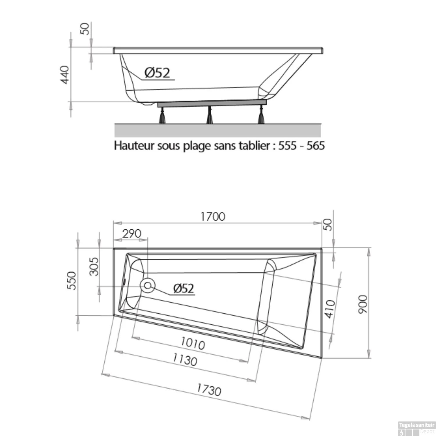 Ligbad Allibert Spacy 170x90 Cm Rechts Asymmetrisch 2 Ligbad Allibert Spacy 170x90 Cm Rechts Asymmetrisch - Afbeelding 2