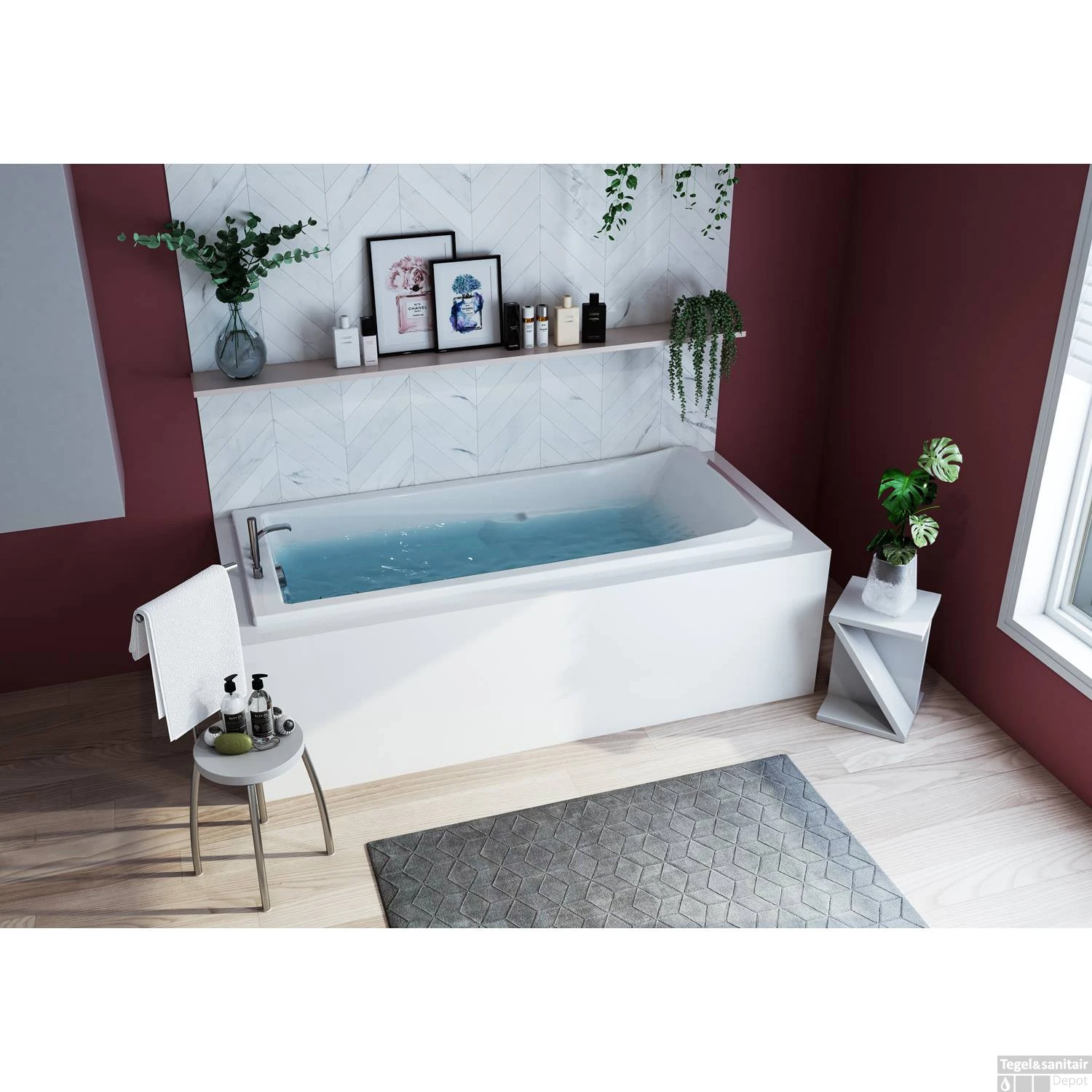 Ligbad Allibert Aero Confort Rechthoekig Bad 170x75x52 Cm Incl. Afvoerdeksel En Poten 4 Ligbad Allibert Aero Confort Rechthoekig Bad 170x75x52 Cm Incl. Afvoerdeksel En Poten - Afbeelding 4