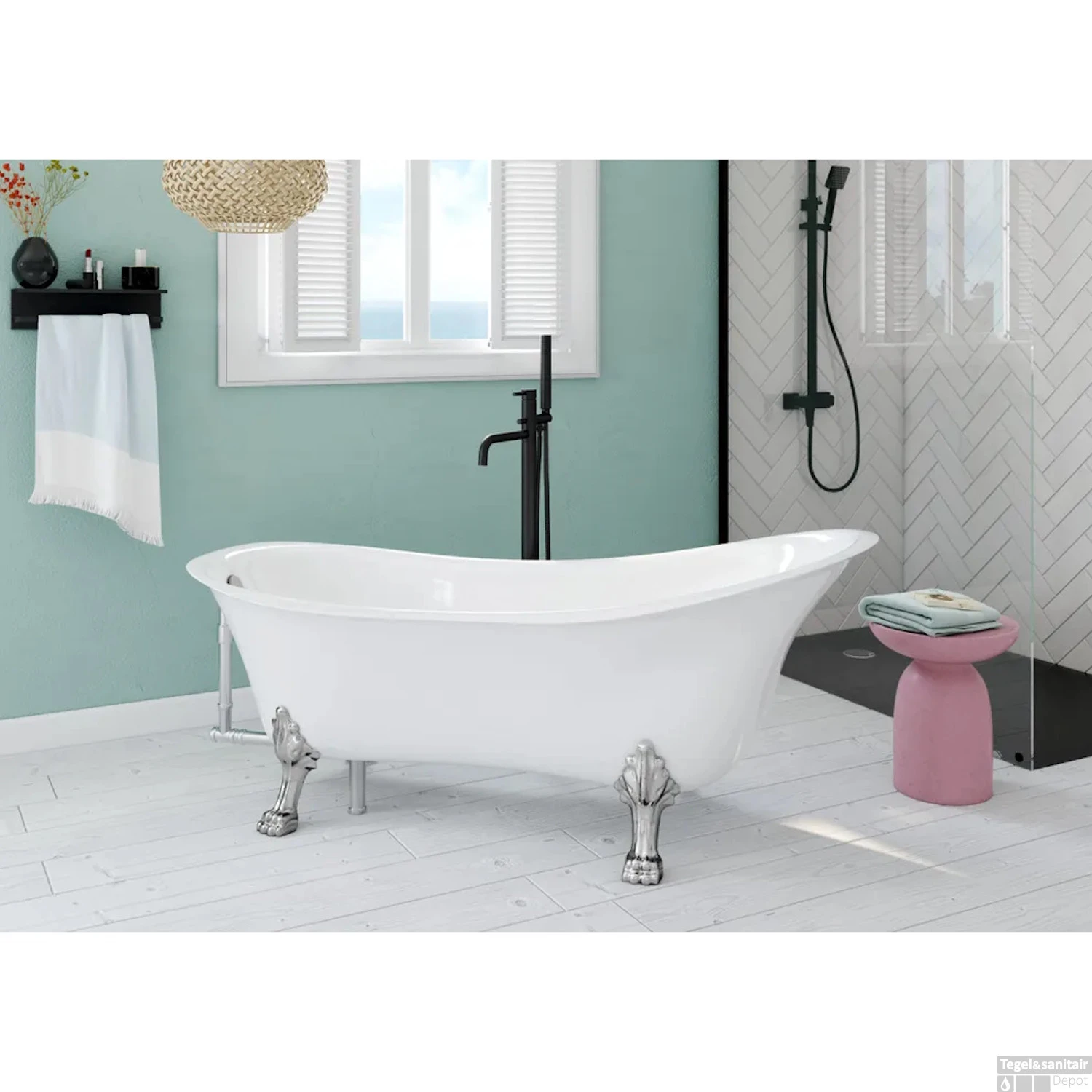 Ligbad Allibert Kara Met Leeuwenpoten Silver 175x71x77 Cm Wit 3 Ligbad Allibert Kara Met Leeuwenpoten Silver 175x71x77 Cm Wit - Afbeelding 3