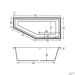 Zalig Baden Verkoopwinkel -Zalig Baden Verkoopwinkel ligbad beterbad xenz society compact rechts 170x75x44 cm antraciet 6926 05 tech