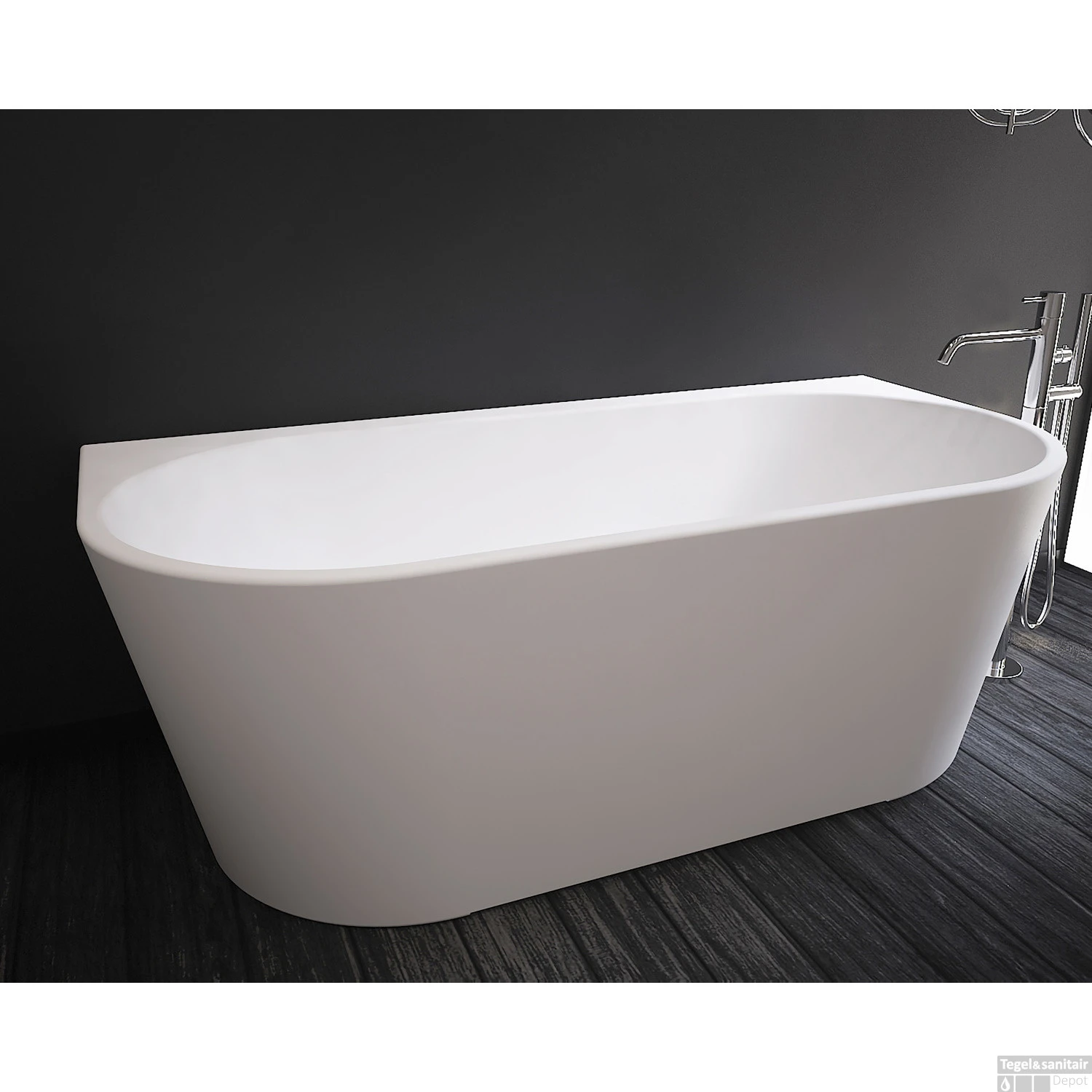 Ligbad NJOY Thalia 170x80 Cm Acryl Mat Wit Inclusief Afvoer En Badpotenset - Afbeelding 2