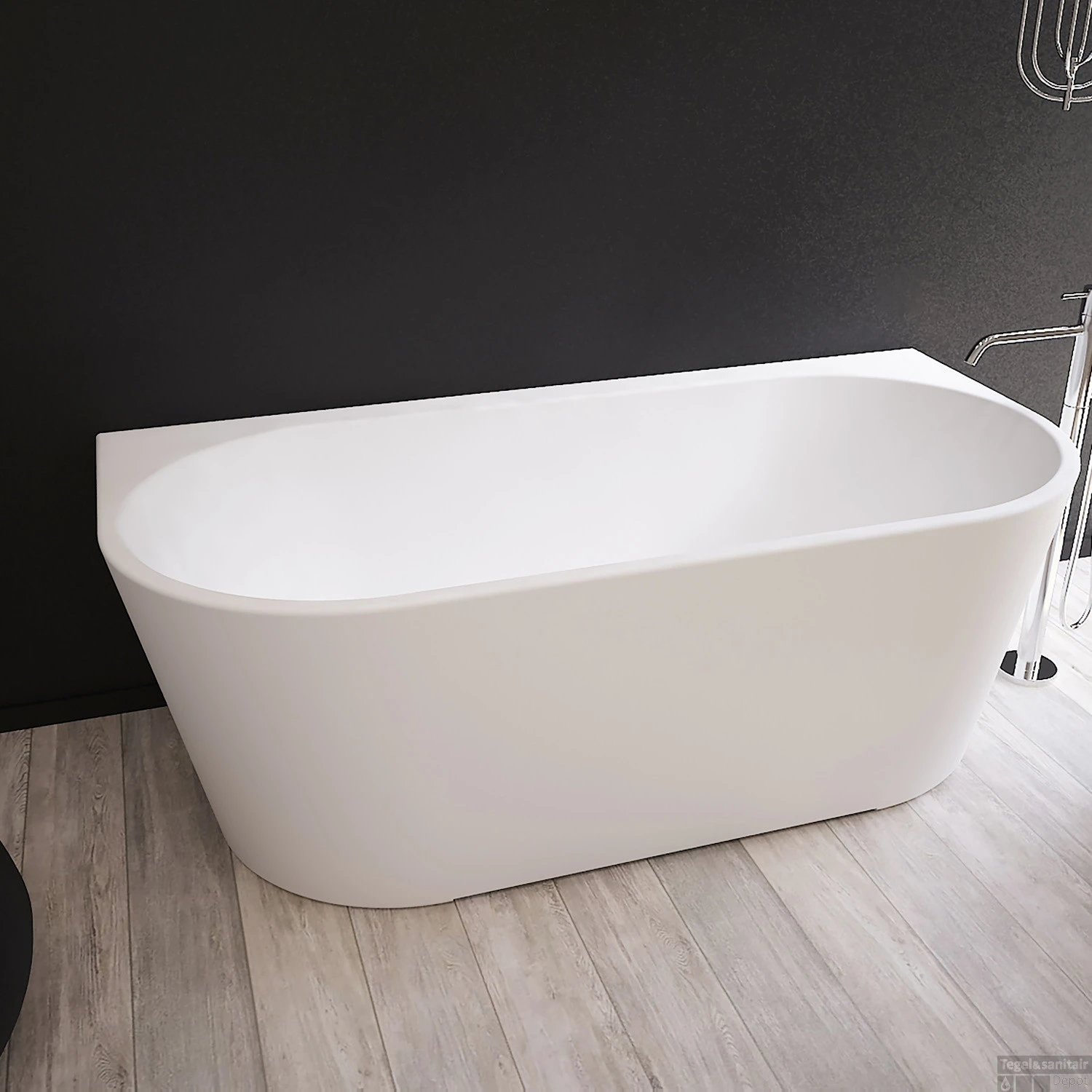 Ligbad NJOY Thalia 170x80 Cm Acryl Mat Wit Inclusief Afvoer En Badpotenset